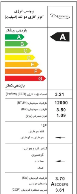 کولر گازی 12000 ایر جنرال