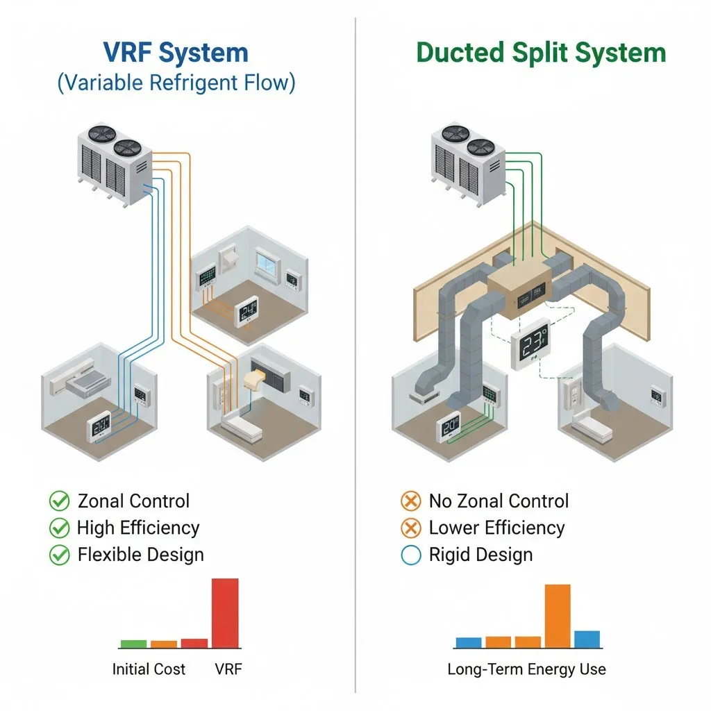 تفاوت سیستم‌های تهویه مطبوع VRF و داکت اسپلیت