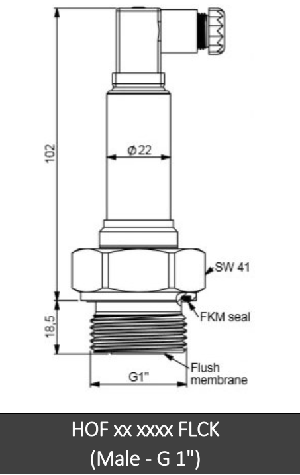 Hogller transmitter diaphragm pressure 1" HOF series 10 pressure ranges - DIMENSIONS