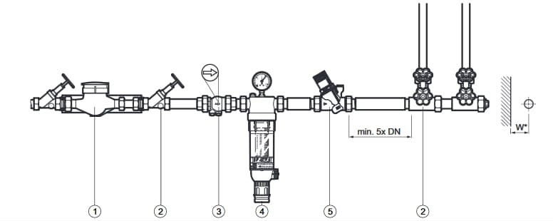 Diagram of Honeywell pressure reducing valve model D05FS-2