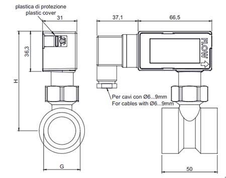 ابعاد فلوسوئیچ db20mi/1