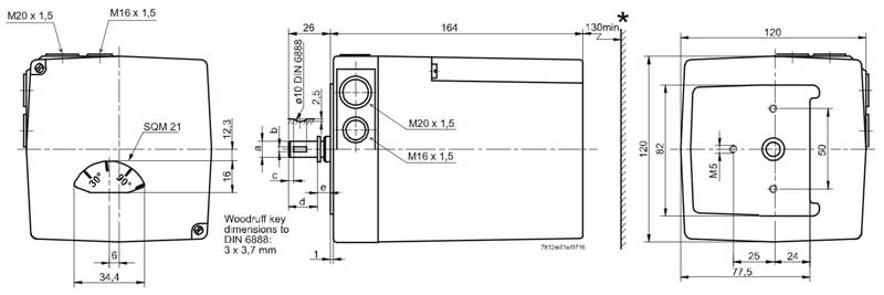 ابعاد موتور دمپر زیمنس SQM10.15.502