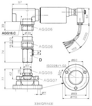 SIEMENS Photocell Model QRA55-E27 - dimensions