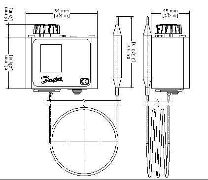 Danfoss thermostat Model KP79 - DIMENSIONS