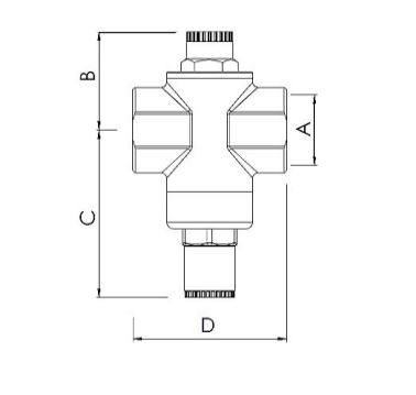 ابعاد شیر فشار شکن بدنه بزرگ فنری CS CASE مدل 0332 سایز "1/4 1