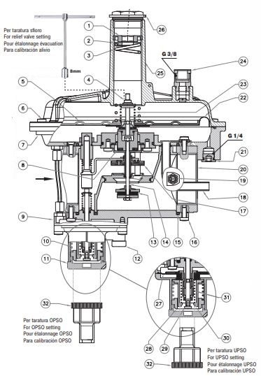 اجزای رگولاتور گازی ماداس دنده ای"2 مدلRG/2MBZ