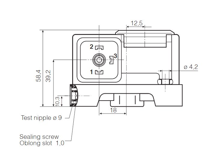 Dimensions of DUNGS gass pressure switch GW A6