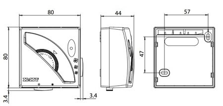 ابعاد ترموستات دوفصل سه دور ایمیت IMIT مدل FAN TA3