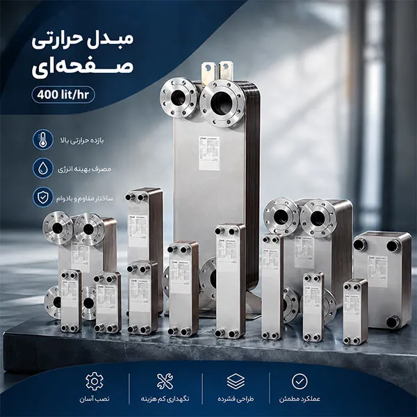 مبدل صفحه ای 400 لیتری هایواتر آب به آب  HW 14-14-40