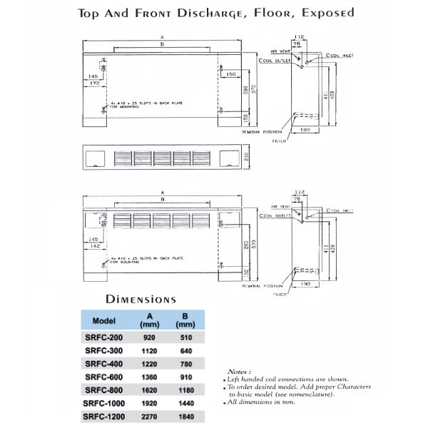 فن کویل زمینی بالازن ساران مدل SRFCTE-1200-1