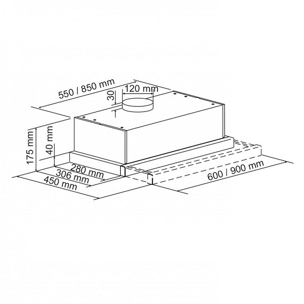 هود آشپزخانه زیرکابینتی لتو مدل H44-2