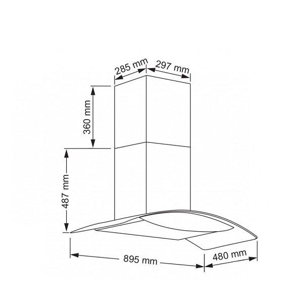 هود آشپزخانه شومینه ای لتو مدل H27-1