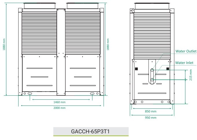 چیلر مدولار گرین 18.5 تن تبرید مدل GACCH65P3T1-1