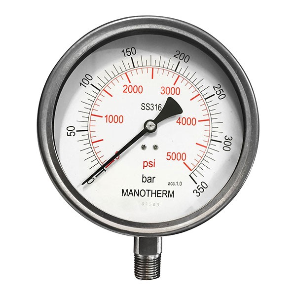 مانومتر سنگان صنعت استیل افقی/عمودی صفحه 16 سانت مدل PG18-3