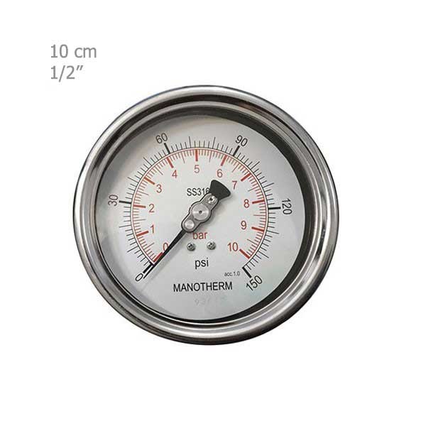 مانومتر سنگان صنعت استیل افقی/عمودی فلنج دار صفحه 10 سانت مدل PG18-9