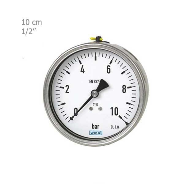مانومتر ویکا تمام استیل افقی صفحه10سانت مدل232.50-1