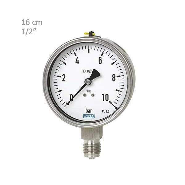 مانومتر ویکا تمام استیل عمودی صفحه16سانت مدل232.50-1