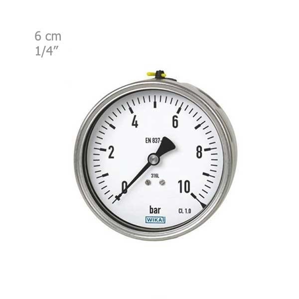 مانومتر ویکا تمام استیل افقی صفحه6سانت مدل232.50-1