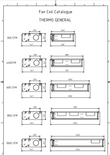 فن کویل سقفی توکار دورمتغیر ترموجنرال مدل 600CFM-3