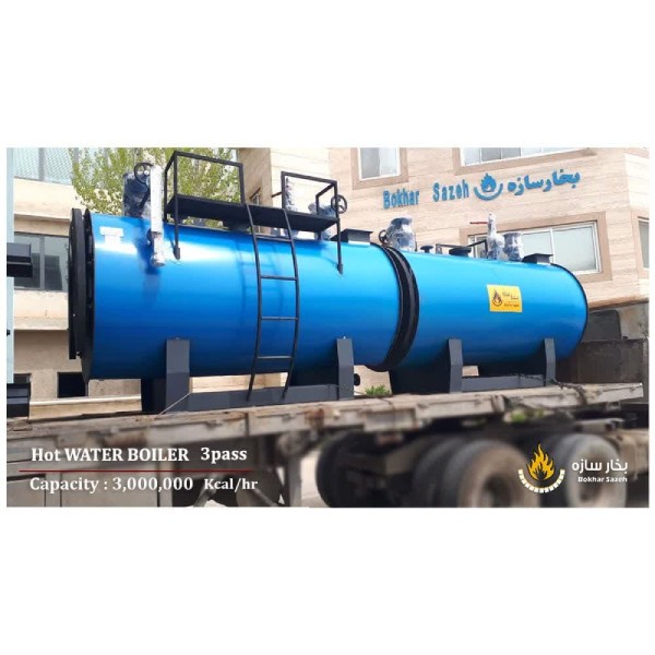 دیگ آبگرم فولادی 300000 سه پاس بخار سازه مدل BSWF.300-8