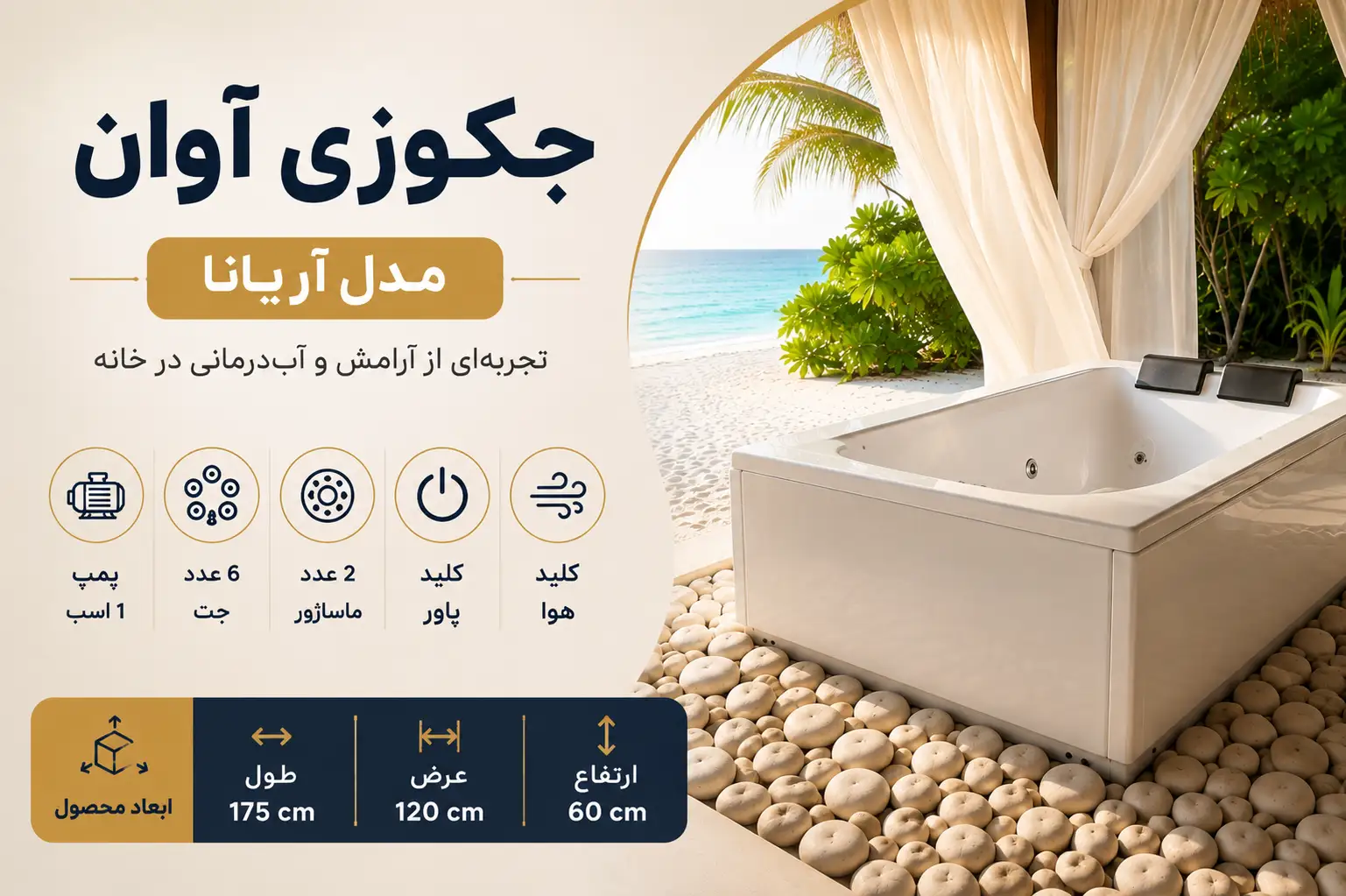 راهنمای انتخاب و خرید جکوزی آوان مدل آریانا ariana